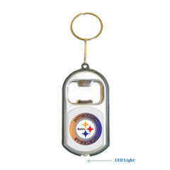 Pittsburgh Steelers NFL 3 in 1 Bottle Opener LED Light KeyChain KeyRing Holder