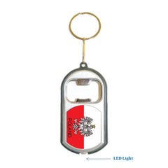 Poland Flag 3 in 1 Bottle Opener LED Light KeyChain KeyRing Holder