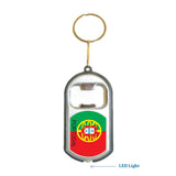 Portugal Flag 3 in 1 Bottle Opener LED Light KeyChain KeyRing Holder