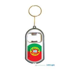 Portugal Flag 3 in 1 Bottle Opener LED Light KeyChain KeyRing Holder