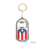 Puerto Rico USA State 3 in 1 Bottle Opener LED Light KeyChain KeyRing Holder