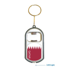 Qatar Flag 3 in 1 Bottle Opener LED Light KeyChain KeyRing Holder