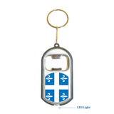 Quebec Flag 3 in 1 Bottle Opener LED Light KeyChain KeyRing Holder
