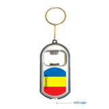 Romania Flag 3 in 1 Bottle Opener LED Light KeyChain KeyRing Holder
