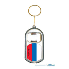 Russia Flag 3 in 1 Bottle Opener LED Light KeyChain KeyRing Holder