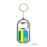 Rwanda Flag 3 in 1 Bottle Opener LED Light KeyChain KeyRing Holder