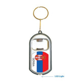 Serbia Flag 3 in 1 Bottle Opener LED Light KeyChain KeyRing Holder