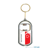 Singapore Flag 3 in 1 Bottle Opener LED Light KeyChain KeyRing Holder