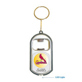 St. Louis Cardinals MLB 3 in 1 Bottle Opener LED Light KeyChain KeyRing Holder