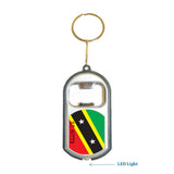 St Kitts Flag 3 in 1 Bottle Opener LED Light KeyChain KeyRing Holder