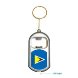 St Lucia Flag 3 in 1 Bottle Opener LED Light KeyChain KeyRing Holder