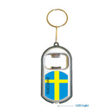 Sweden Flag 3 in 1 Bottle Opener LED Light KeyChain KeyRing Holder