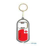 Tonga Flag 3 in 1 Bottle Opener LED Light KeyChain KeyRing Holder
