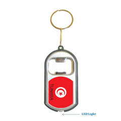 Tunisia Flag 3 in 1 Bottle Opener LED Light KeyChain KeyRing Holder