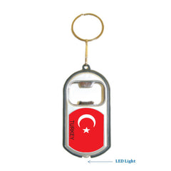 Turkey Flag 3 in 1 Bottle Opener LED Light KeyChain KeyRing Holder
