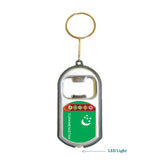 Turkmenistan Flag 3 in 1 Bottle Opener LED Light KeyChain KeyRing Holder