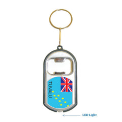 Tuvalu Flag 3 in 1 Bottle Opener LED Light KeyChain KeyRing Holder