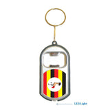 Uganda Flag 3 in 1 Bottle Opener LED Light KeyChain KeyRing Holder