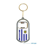Uruguay Flag 3 in 1 Bottle Opener LED Light KeyChain KeyRing Holder