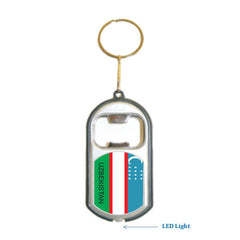 Uzbekistan Flag 3 in 1 Bottle Opener LED Light KeyChain KeyRing Holder