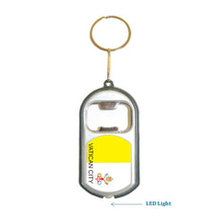 Vatican City Flag 3 in 1 Bottle Opener LED Light KeyChain KeyRing Holder