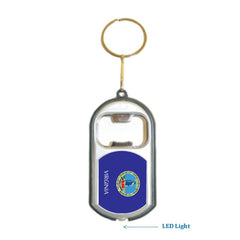 Virginia USA State 3 in 1 Bottle Opener LED Light KeyChain KeyRing Holder