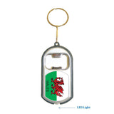 Wales Flag 3 in 1 Bottle Opener LED Light KeyChain KeyRing Holder