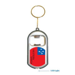 Western Samoa Flag 3 in 1 Bottle Opener LED Light KeyChain KeyRing Holder