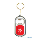 Xiang Gang Flag 3 in 1 Bottle Opener LED Light KeyChain KeyRing Holder