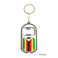 Zimbabwe Flag 3 in 1 Bottle Opener LED Light KeyChain KeyRing Holder